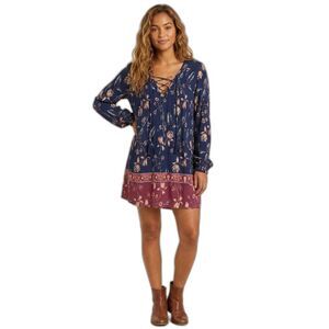 Floral Lace Up Tunic Dress